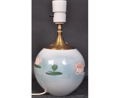 A 20th century Danish porcelain table lamp by B&amp;G -&nbsp;&nbsp;Bing and Grondahl of Copenhagen, Denmark. Model No 6412 Vi