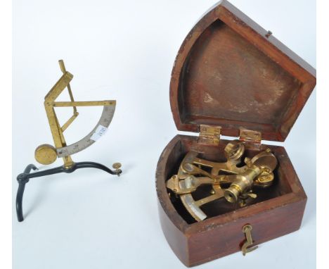 Stanley London - A 20th century Stanley of London Military issue cased brass sextant with Stanley maker's marks and broad arr