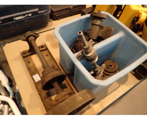 Vintage lathe with chuck and tools