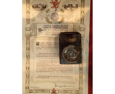 County of Flint Remembrance scroll to 123113 Dr William Jones and a signalling lamp