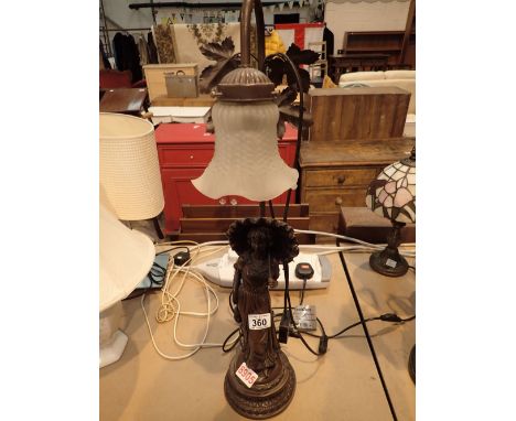 Figural lamp showing a young woman with parasol 