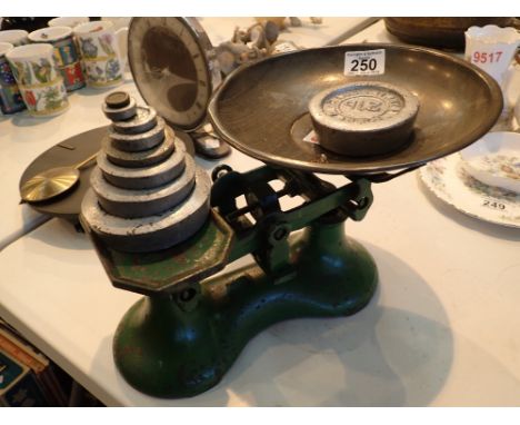 Cast iron scales and a set of weights