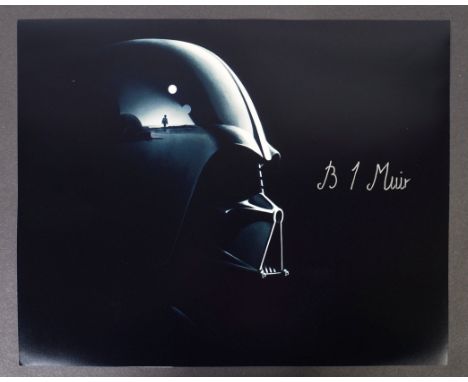 Star Wars - Brian Muir (Darth Vader Helmet Sculptor) - autographed black and white 11x14" photograph featuring Vader's helmet