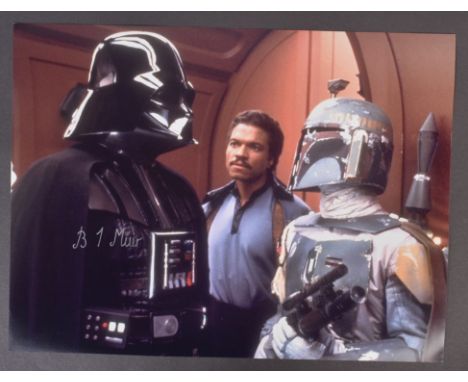 Star Wars - Brian Muir (Darth Vader Helmet Sculptor) - autographed colour 16x12" photograph featuring Vader, Boba Fett and La