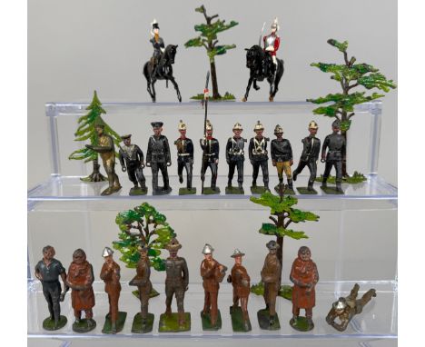 John Hill &amp; Co and Britains - an RAF pilot 267PC, standing with arms clasped, long brown overcoat; another; an RAF mechan