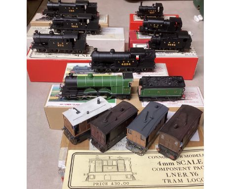 Fine Built model trains , principally LNER  Locos with kit boxes and a further Green LNER Tender and Loco with box b hilt tra