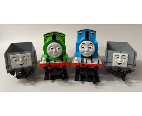 Bachmann model railways - 90068, Thomas &amp; Friends, '1' Thomas the Tank Engine locomotive, G gauge, unboxed; 90069, Percy 