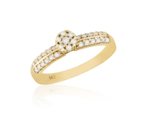 A DIAMOND DRESS RING, pavé-set with brilliant-cut diamond and shoulders similarly-set, mounted in 14K gold, ring size P* This