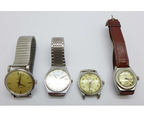 Four wristwatches, Tissot, two Rotary and Enicar 