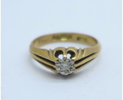 A 9ct gold and diamond ring, 3.4g, Q 