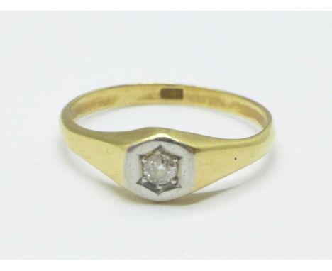 An 18ct gold and diamond ring, 1.6g, L 