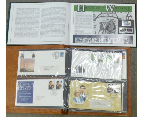 Great British first day covers album with 85 covers, 1981-1991, and Historic Stamps of Royalty, the Summer collection 