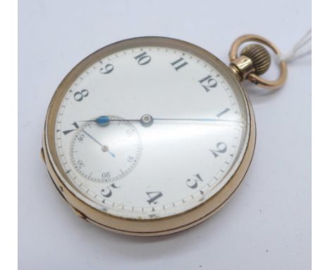 A 9ct gold cased top-wind pocket watch, total weight 71.7g, London import mark for 1908 