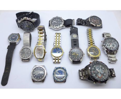 A collection of wristwatches; Globenfeld, Timex, Spiroquartz, Lorus, Continental, Accurist, Nautica, etc. 