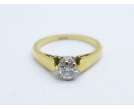 An 18ct gold and diamond solitaire ring, 2.7g, K, approximately 0.25carat weight 
