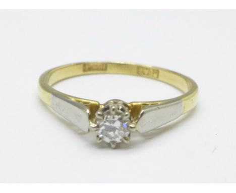 An 18ct gold, platinum set diamond solitaire ring, 2.4g, O 