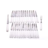 Thirteen George IV and later silver old English shell handled table knives and fourteen dessert