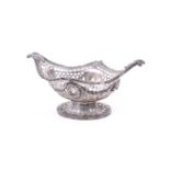 A late Victorian silver shaped oval pedestal sweet dish.