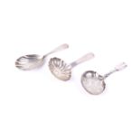 Three George IV and later silver caddy spoons.