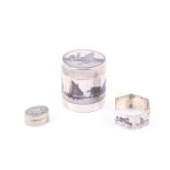 A Middle Eastern niello decorated cylindrical box,