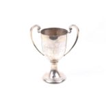 A silver trophy cup.