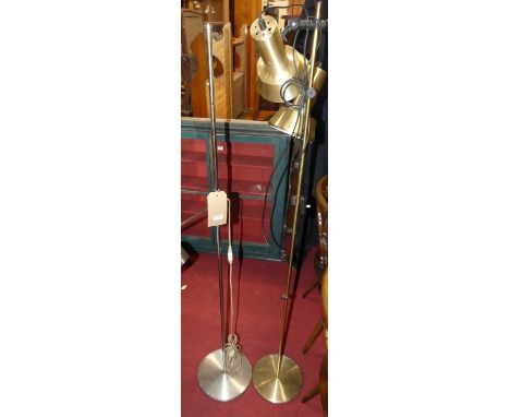 A 1960s Danish brushed aluminium twin standard lamp, together with  a single light example (2) 