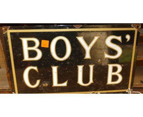 An enamel sign 'Boys Club', 22 x 37cm