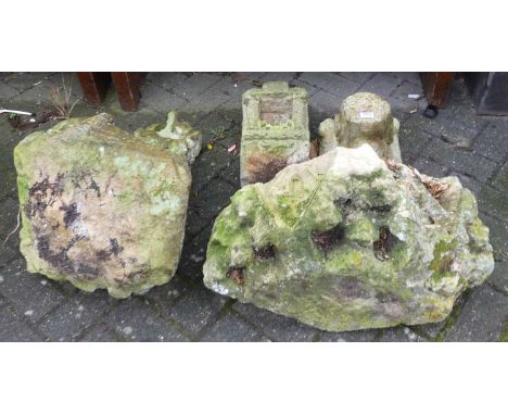 Four various antique ecclesiastical carved stone architectural fragments, the largest 60 x 40cm 