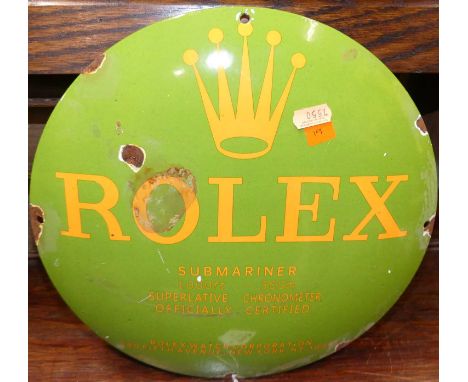 A convex enamel sign advertising watches, dia.30cm
