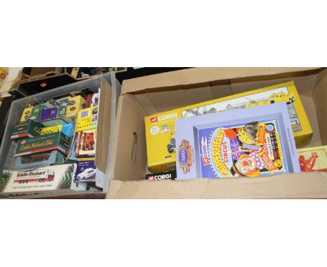 Two boxes of mixed modern issue diecast, to include Atlas Edition and Corgi Classics 