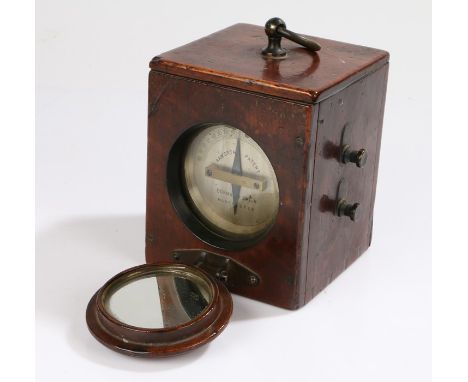 19th Century Raworths Patent telegraph linesman's galvanometer, Dorman &amp; Smith Manchester, housed in a mahogany box, 10cm