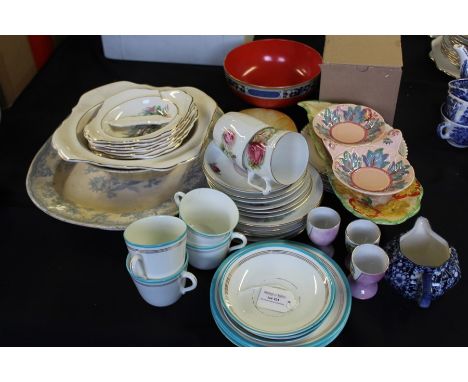 Pottery and porcelain to include Clarice Cliff Newport Pottery double saucer dish, Wilkinson Ltd bowl etc. (qty)