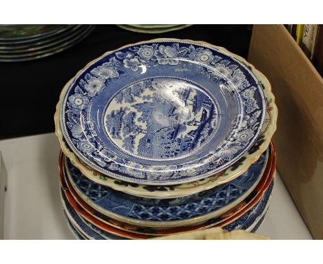 Collection of pottery plates, to include Spode, Dresden Opaque China, Wedgwood, Masons Ironstone, (11)