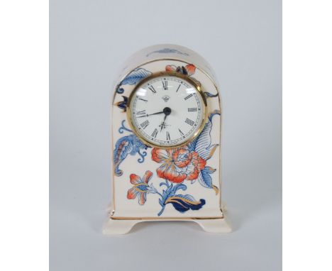 MASON'S 'CATHAY' POTTERY QUARTZ MANTEL CLOCK, with arched top, 6" (15.2cm) high, printed marks 