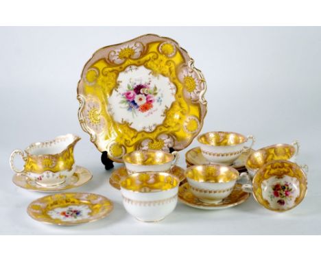 EIGHTEEN  PIECE EARLY TWENTIETH CENTURY HAND PAINTED ROYAL WORCESTER CHINA PART EA SERVICE FOR SIX PERSONS,  by E. Phillips, 