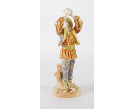 LATE VICTORIAN JAMES HADLEY FOR ROYAL WORCESTER PORCELAIN FIGURES, painted in colours and gilt and modelled as a man drinking