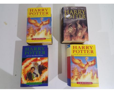 Harry Potter - four hard back first edition Harry Potter books to include The Order of Phoenix and The Half Blood Prince, Est