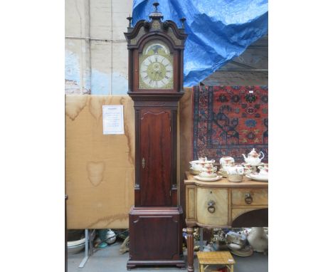 JOHN WYKE & THOMAS GREEN MAHOGANY LONGCASE CLOCK WITH BRASS FACED PHASE DIAL 