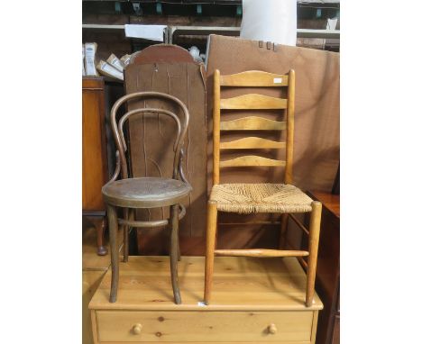 SINGLE BENTWOOD CHAIR AND LADDER BACK CHAIR 