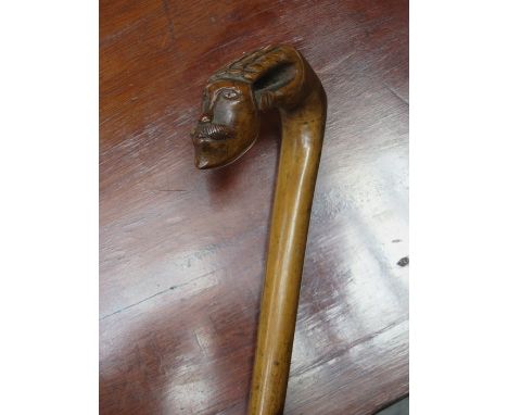 AFRICAN STYLE TRIBAL CARVED WALKING STICK 