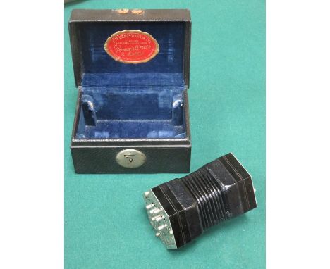 C WHEATSTONE & CO RARE MINIATURE CONCERTINA WITH TWELVE KEYS FITTED TO PIERCED HEXAGONAL NICKEL PLATED END PLATES, MOUNTED TO