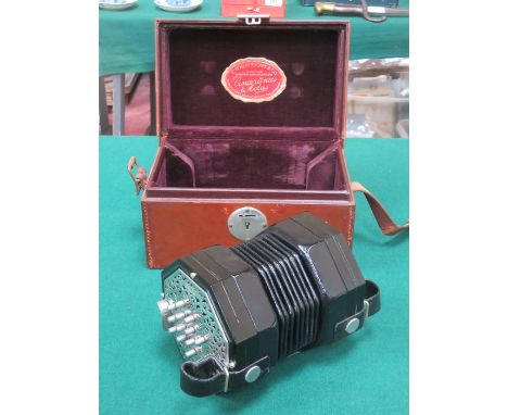 C WHEATSTONE & CO RARE AEOLA WITH TWENTY-SIX NICKEL PLATED KEYS FITTED TO PIERCED OCTAGONAL NICKEL PLATED END PLATES, MOUNTED
