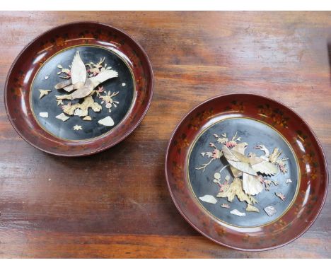PAIR OF CIRCULAR JAPANESE MOTHER OF PEARL PLAQUES