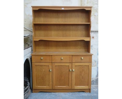 LIGHT OAK KITCHEN DRESSER WITH PLATE RACK