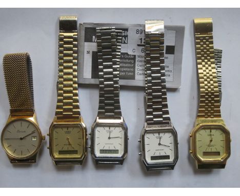 FIVE VARIOUS WRISTWATCHES INCLUDING CASIO, LORUS AND CHATEAU