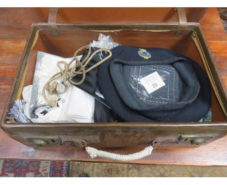 SMALL CASE CONTAINING VARIOUS NAVAL RELATED ACCESSORIES INCLUDING WHISTLE, HAT ETC. 