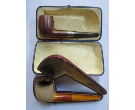 SILVER MOUNTED CROWN PIPE DELUXE SMOKER'S PIPE AND ANOTHER CASED SMOKER'S PIPE 