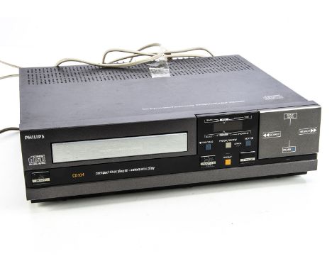 Philips CD Player, a Philips Compact Disc Player - automatic play, model CD104, with leads,  generally good condition, untest