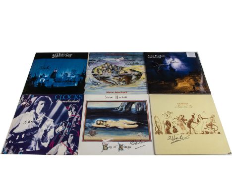 Steve Hackett / Genesis LPs / Signatures, eight Genesis and Steve Hackett albums and a 12" single, all signed on the front by