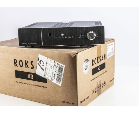 Roksan Integrated Amplifier, a Roksan K3 Integrated Amplifier charcoal, in very good condition, comes in original box (slight